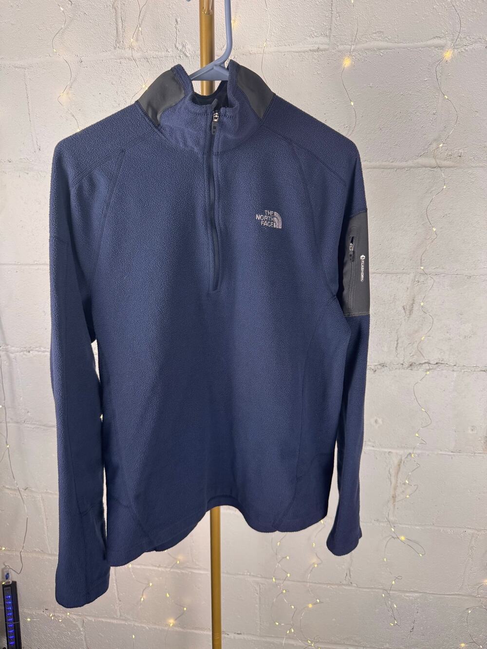 the north face men’s m flashdry fleece 1/4 zip pullover navy blue
